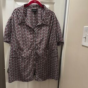 Lane Bryant Black and White Casual Button Down Shirt